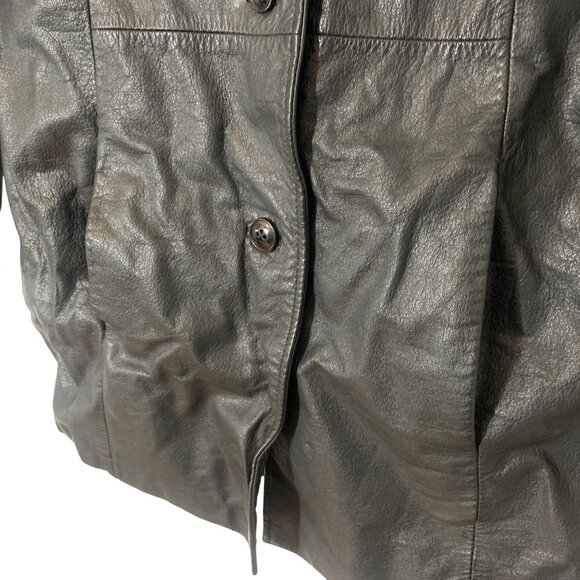 Black Genuine Leather Blazer Jacket Button Closure & Notched Lapels Mens SZ M - Picture 5 of 8